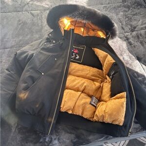 Moose Knuckles Gold Ballistic Bomber Jacket